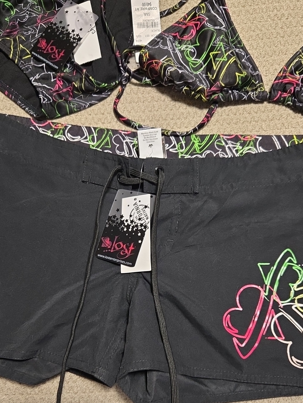 Lost Enterprises Brand Bikini Swim Suit  And Matching Shorts